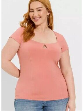 Torrid Foxy Notch Neck Cap Sleeve Top In Desert Sand Size 2X